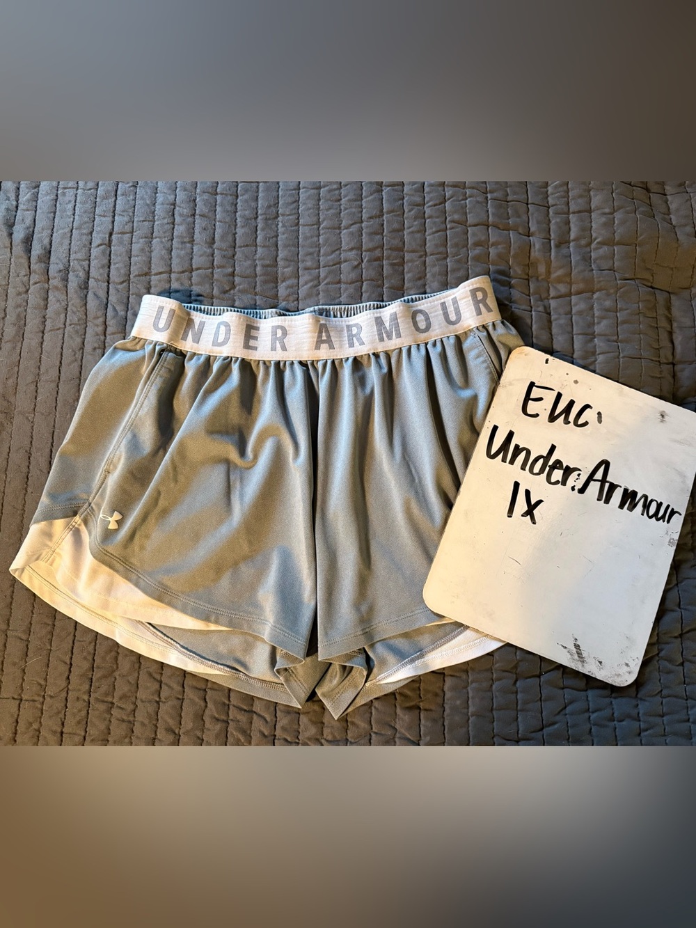 Under Armour Light Gray Women's Athletic Shorts with Logo Waistband